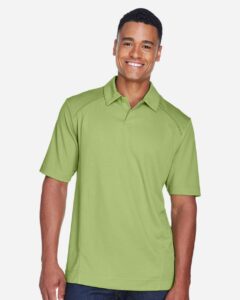North End 88632 Men’s Recycled Polyester Performance Pique Polo – Cactus Green (on model)