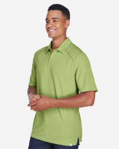 North End 88632 Men’s Recycled Polyester Performance Pique Polo – Cactus Green (on model side)