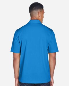 North End 88632 Men’s Recycled Polyester Performance Pique Polo – Light Nautical Blue (on model back)