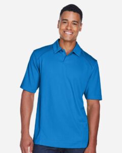 North End 88632 Men’s Recycled Polyester Performance Pique Polo – Light Nautical Blue (on model)