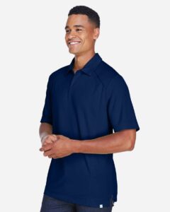 North End 88632 Men’s Recycled Polyester Performance Pique Polo – Night (on model side)