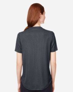 North End NE102W Women’s Replay Recycled Polo – Carbon (on model back)