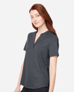 North End NE102W Women’s Replay Recycled Polo – Carbon (on model side)