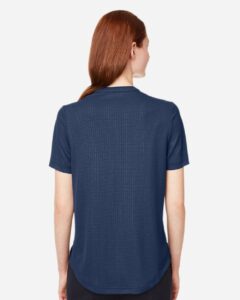 North End NE102W Women’s Replay Recycled Polo – Classic Navy (on model back)
