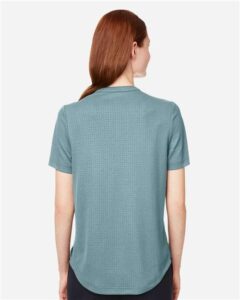 North End NE102W Women’s Replay Recycled Polo – Opal Blue (on model back)