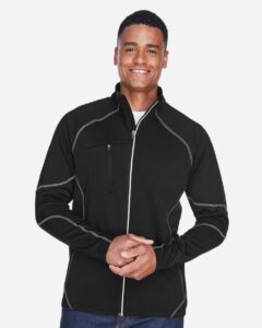 North End 88174 Men’s Gravity Performance Fleece Jacket – Black (on model)