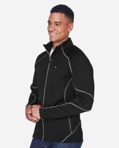 North End 88174 Men’s Gravity Performance Fleece Jacket – Black (on model side)
