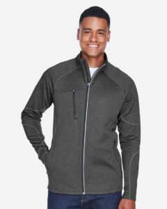 North End 88174 Men’s Gravity Performance Fleece Jacket – Carbon Heather (on model)