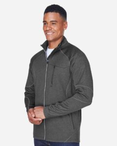North End 88174 Men’s Gravity Performance Fleece Jacket – Carbon Heather (on model side)