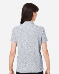 North End NE115W Women’s Eclipse Jacquard Polo – Black Heather (on model back)