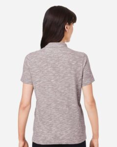 North End NE115W Women’s Eclipse Jacquard Polo – Burgundy Heather (on model back)
