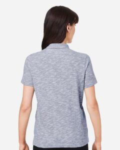 North End NE115W Women’s Eclipse Jacquard Polo – Classic Navy Heather (on model back)