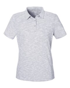 North End NE115W Women’s Eclipse Jacquard Polo – Platinum Heather