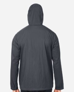 North End NE810 Men’s Aura Lightweight Packable Anorak – Carbon/ Black (on model back)