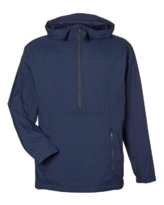 North End NE810 Men’s Aura Lightweight Packable Anorak – Classic Navy/ Carbon