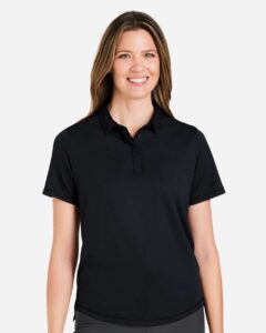 North End NE110W Women’s Revive Coolcore® Polo – Black (on model)