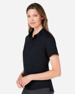 North End NE110W Women’s Revive Coolcore® Polo – Black (on model side)