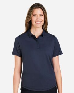 North End NE110W Women’s Revive Coolcore® Polo – Classic Navy (on model)