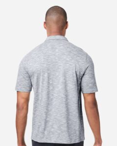 North End NE115 Men’s Eclipse Jacquard Polo – Black Heather (on model back)