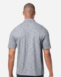 North End NE115 Men’s Eclipse Jacquard Polo – Classic Navy Heather (on model back)
