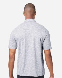 North End NE115 Men’s Eclipse Jacquard Polo – Platinum Heather (on model back)