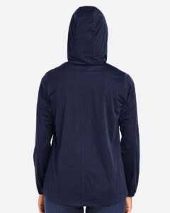 North End NE75W Women’s Network Lightweight Jacket – Classic Navy Heather (on model back)