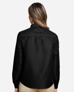 Harriton M580LW Women’s Key West Performance Staff Shirt – Black (on model back)