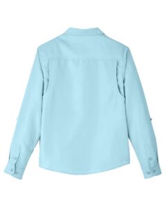Harriton M580LW Women’s Key West Performance Staff Shirt – Cloud Blue (back)