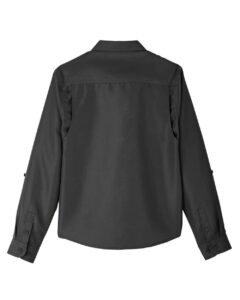 Harriton M580LW Women’s Key West Performance Staff Shirt – Dark Charcoal (back)