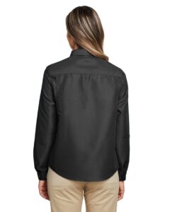 Harriton M580LW Women’s Key West Performance Staff Shirt – Dark Charcoal (on model back)