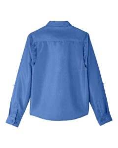 Harriton M580LW Women’s Key West Performance Staff Shirt – Pool Blue (back)