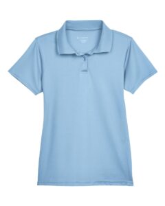 Harriton M315W Women’s Polyester Jersey Polo – Light Blue