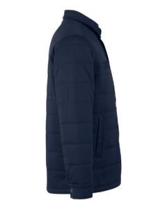 Harriton M821 Unisex Guardian Soft Shell Chore Coat – Dark Navy (side)