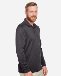 Harriton M348LT Men’s Tall Advantage Long Sleeve Snag Protection Plus IL Polo – Dark Charcoal (on model side)