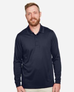 Harriton M348LT Men’s Tall Advantage Long Sleeve Snag Protection Plus IL Polo – Dark Navy (on model)