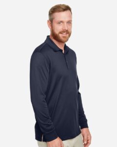 Harriton M348LT Men’s Tall Advantage Long Sleeve Snag Protection Plus IL Polo – Dark Navy (on model side)