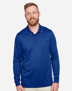 Harriton M348LT Men’s Tall Advantage Long Sleeve Snag Protection Plus IL Polo – True Royal (on model)