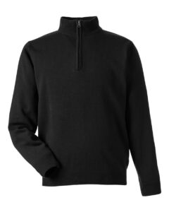 Harriton M421 Unisex Pilbloc™ Quarter-Zip Pullover Sweater – Black