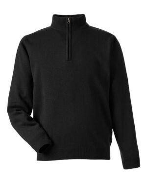 Harriton M421 Unisex Pilbloc™ Quarter-Zip Pullover Sweater – Black
