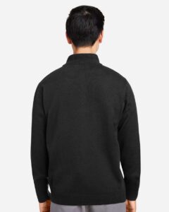 Harriton M421 Unisex Pilbloc™ Quarter-Zip Pullover Sweater – Black (on model back)
