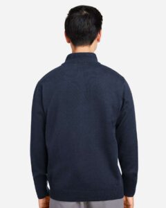 Harriton M421 Unisex Pilbloc™ Quarter-Zip Pullover Sweater – Dark Navy (on model back)