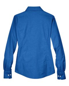 Harriton M600W Women’s Oxford Dress Shirt – French Blue (back)