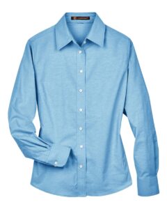 Harriton M600W Women’s Oxford Dress Shirt – Light Blue