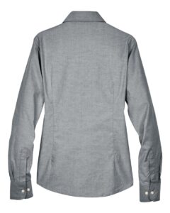 Harriton M600W Women’s Oxford Dress Shirt – Oxford Grey (back)