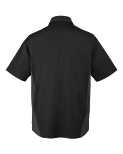 Harriton M586T Men’s Tall Flash IL Colorblock Shirt – Black/ Dark Charcoal (back)