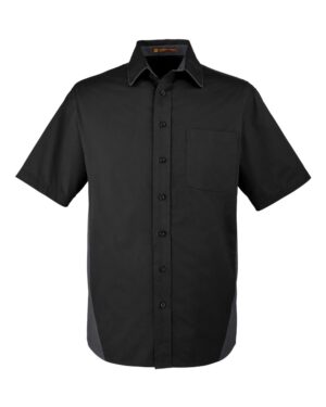 Harriton M586T Men’s Tall Flash IL Colorblock Shirt – Black/ Dark Charcoal