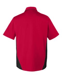 Harriton M586T Men’s Tall Flash IL Colorblock Shirt – Red/ Black (back)