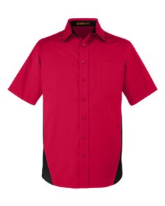 Harriton M586T Men’s Tall Flash IL Colorblock Shirt – Red/ Black