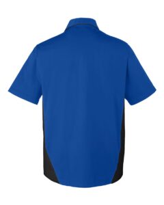 Harriton M586T Men’s Tall Flash IL Colorblock Shirt – True Royal/ Black (back)