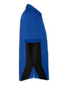 Harriton M586T Men’s Tall Flash IL Colorblock Shirt – True Royal/ Black (side)